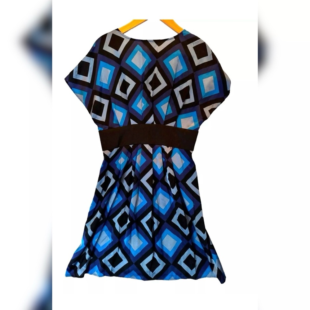 Express Batwing A-Line Abstract Pattern Silk Dress - image 2